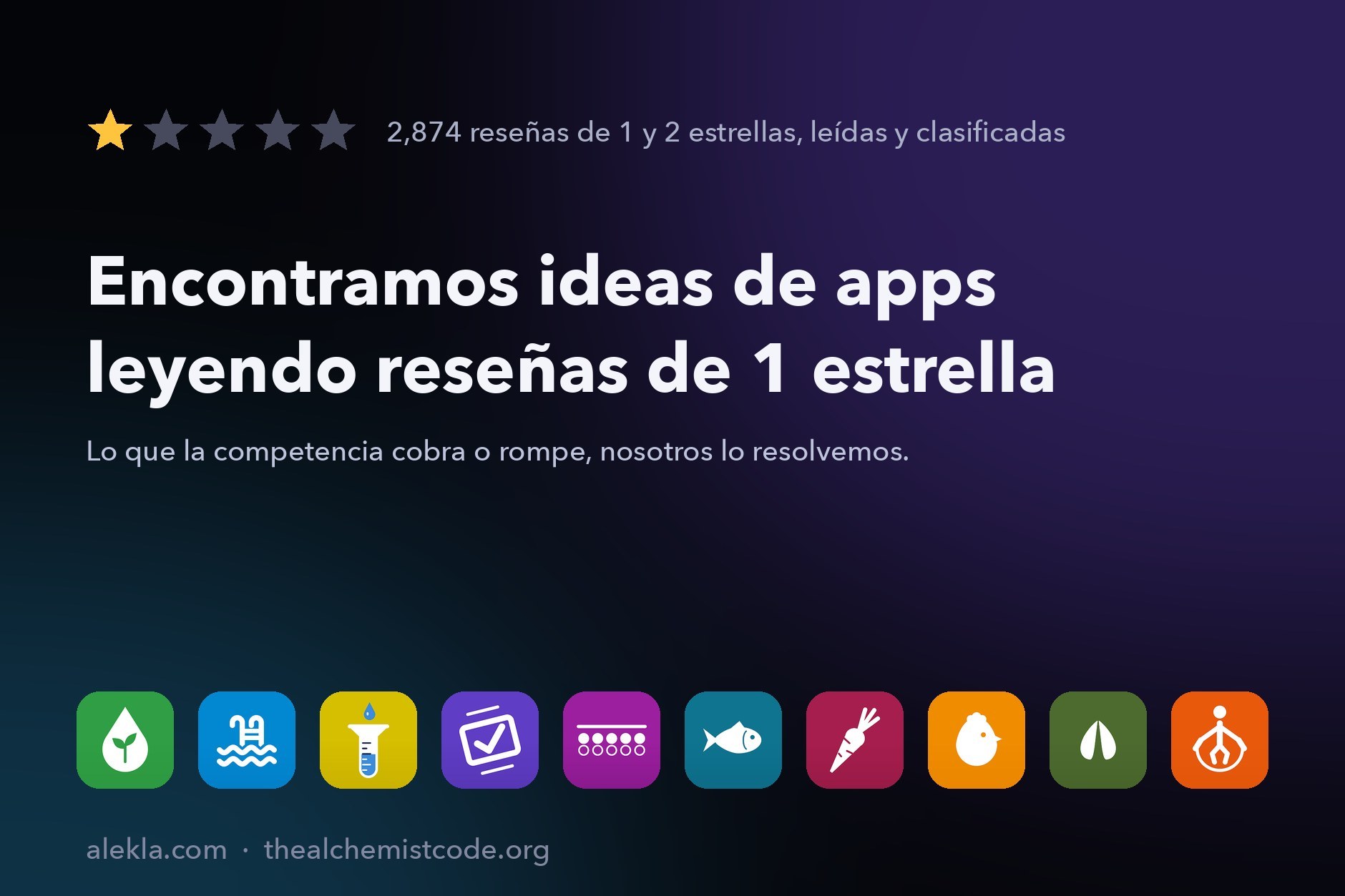 Encontramos ideas de apps leyendo reseñas de 1 estrella: los iconos de Waterday, Poolbook, Pluvial, Pagado, Pole Lap, Castbook, Sembra, Cluckbook, Huntbook y Jump Rope Coach